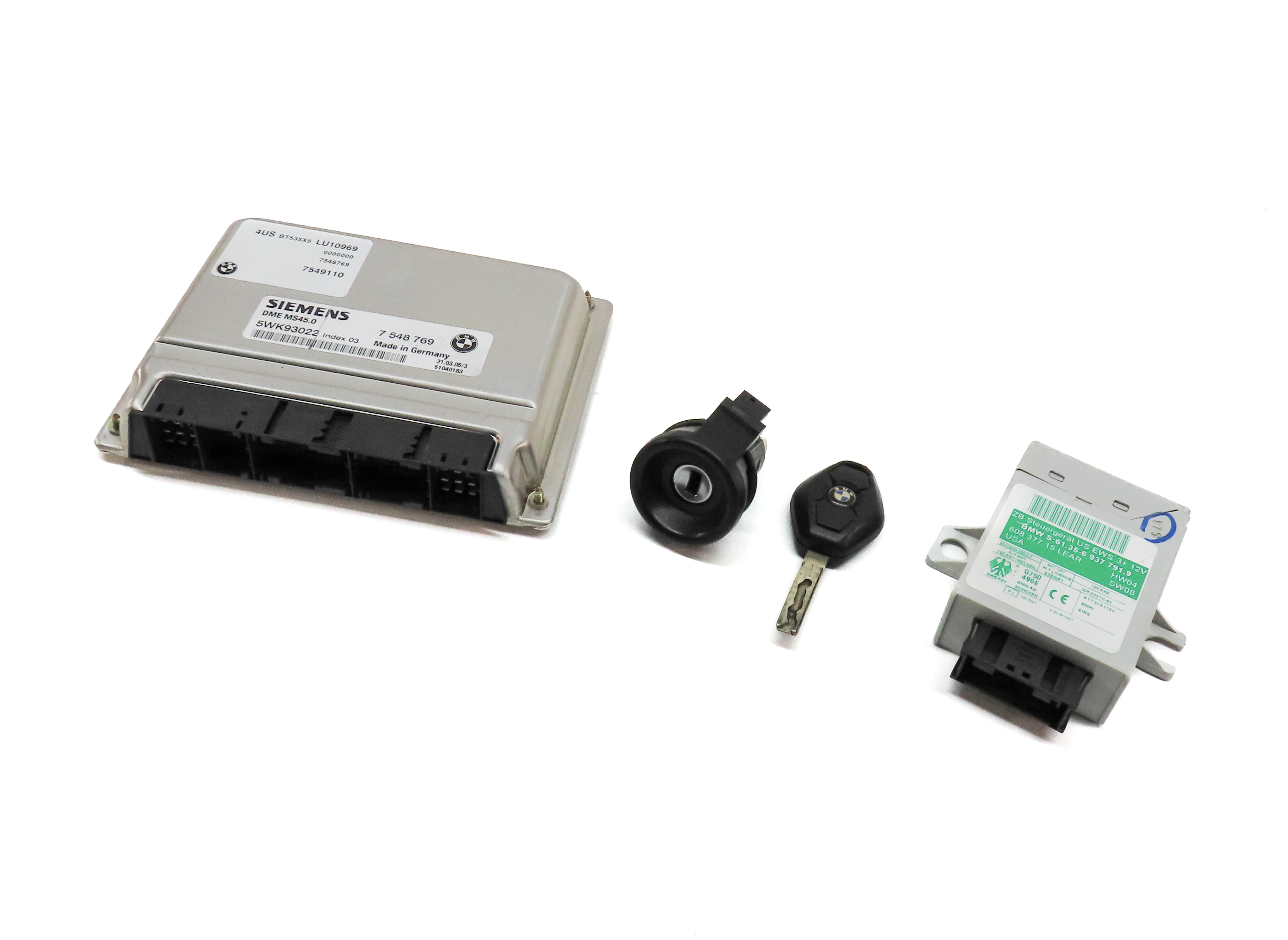 03-05 BMW Z4 (E85) 3.0L M54 ENGINE ECM DME EWS IMMOBILIZER MODULE LOCK KEY SET — exact item pictured